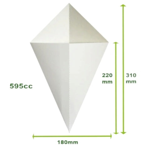 CCWL3 - Crepe Cones White (500 per box) 180x220/310mm