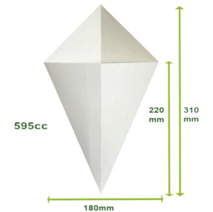 CCWL3 - Crepe Cones White (500 per box) 180x220/310mm