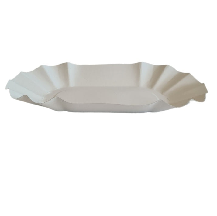 OWPT5(1000) - (1000 per box) Oval White Paper Tray 14x22x3.75cm