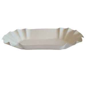OWPT4(250) - (250 per box) Oval White Paper Tray 12.5x20.5x3.5cm