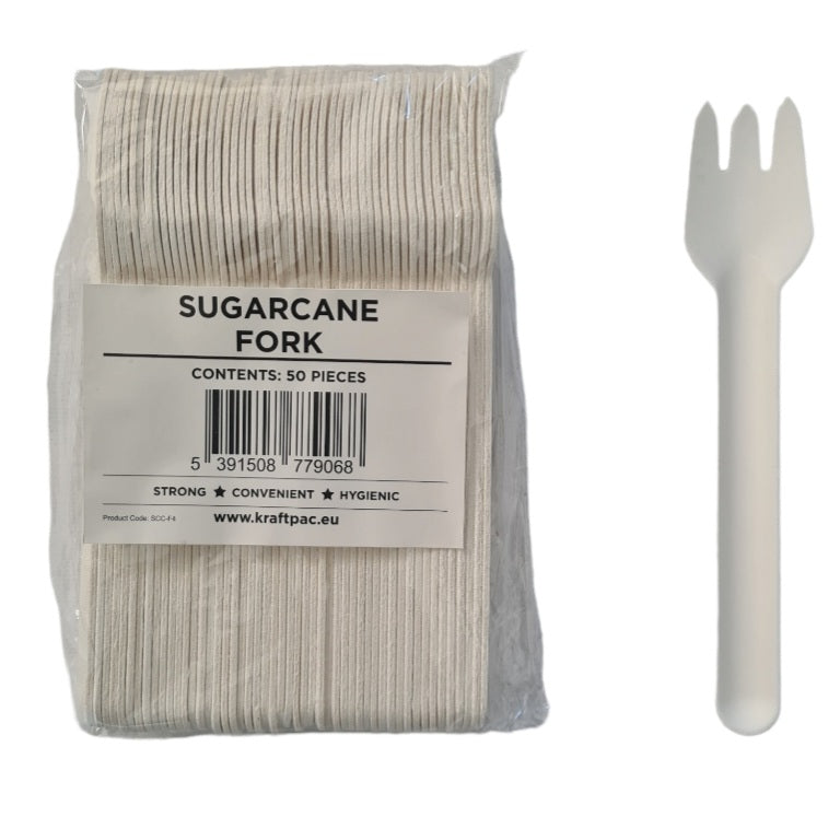 SCF50 - Sugarcane Forks - 50pcs per pack - 100% compostable