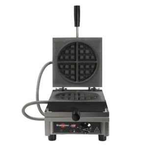 WECBCA - Single 180' opening Round Electric Waffle Maker Back to Front Krampouz